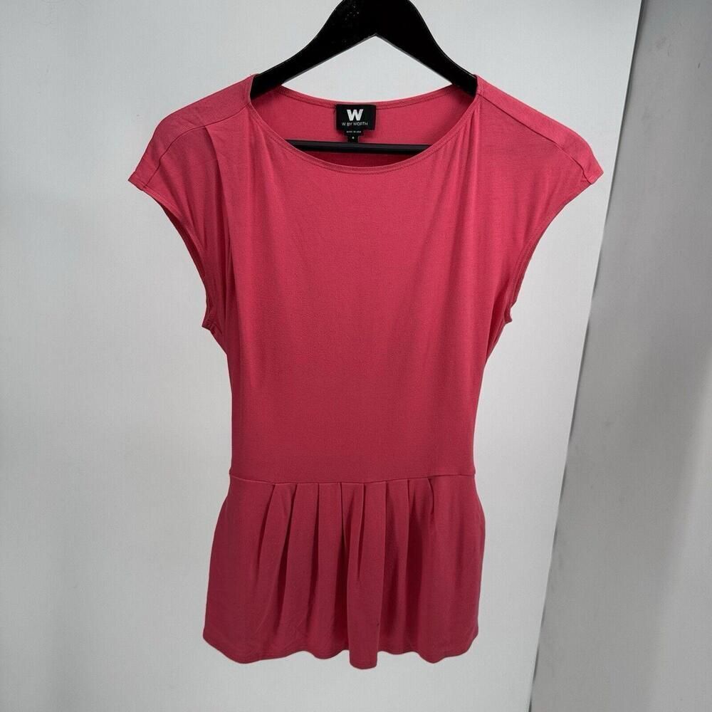 WORTH Womens Blouse Top Shirt Rayon Fitted Pink Sz 6 Or S